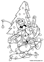 Donald Duck fighting with christmas lights under the Spongebob Christmas tree
